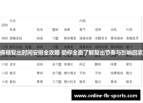 佩顿复出时间安排全攻略 助你全面了解复出节奏与影响因素
